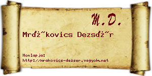 Mrákovics Dezsér névjegykártya